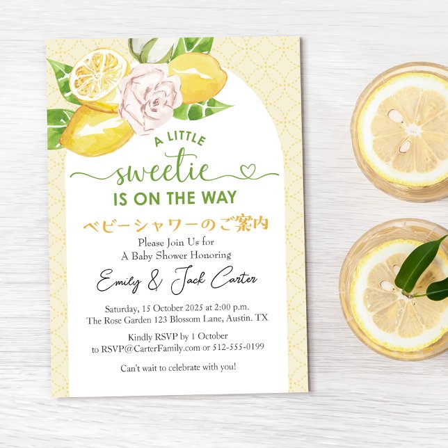 Citrus Baby Dusche Lemon Yellow Floral Moderne Einladung (Von Creator hochgeladen)