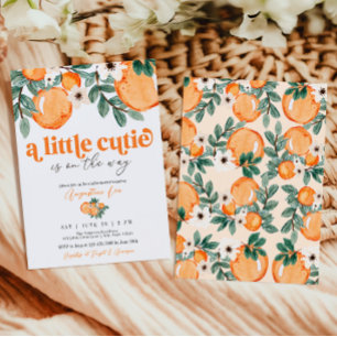 Citrus Baby Shower Botanical Orange Kleine Süsse Einladung