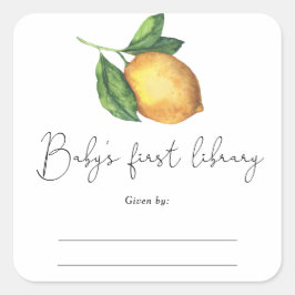 Citrus - Babydusche Buchzeichen, Babybücher Quadratischer Aufkleber