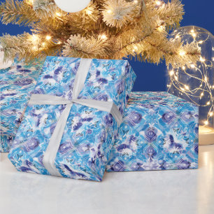 Citrus Blau Gelbe Zitrone Amalfi-Küste Baby Shower Geschenkpapier