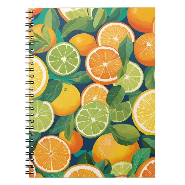 Citrus Bliss Notebook - Vibrant Lemon, Limon und O Notizblock (Vorderseite)