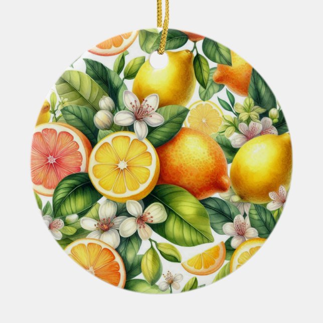 Citrus Bloom Keramik Ornament (Vorne)