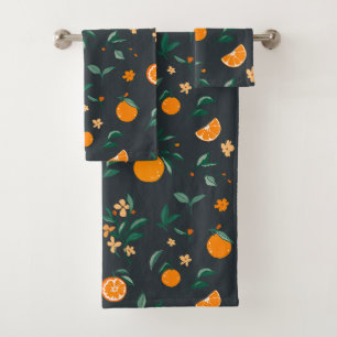 Citrus Bloom Orange & Foliage Botanical Badhandtuch Set