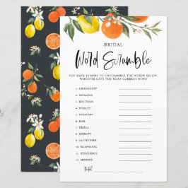 Citrus Botanical Brautparty Word Scramble Game