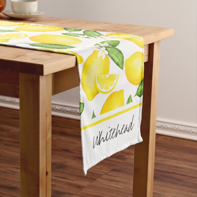 Citrus Botanical Lemon Personalize Großer Tischläufer (Beispiel)