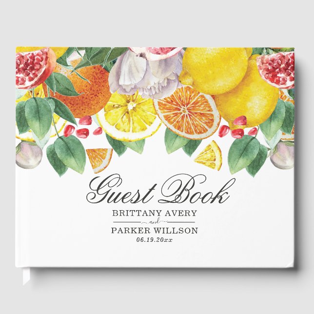 Citrus Botanical Wedding Guest Book Gästebuch (Vorderseite)