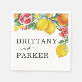 Citrus Botanical Wedding Watercolor Serviette