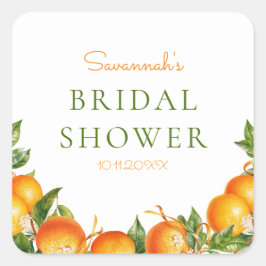 Citrus Brautparty Theme Candle Label Quadratischer Aufkleber