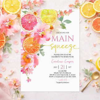 Citrus Bridal Shower Invitation, Floral Lemon Einladung