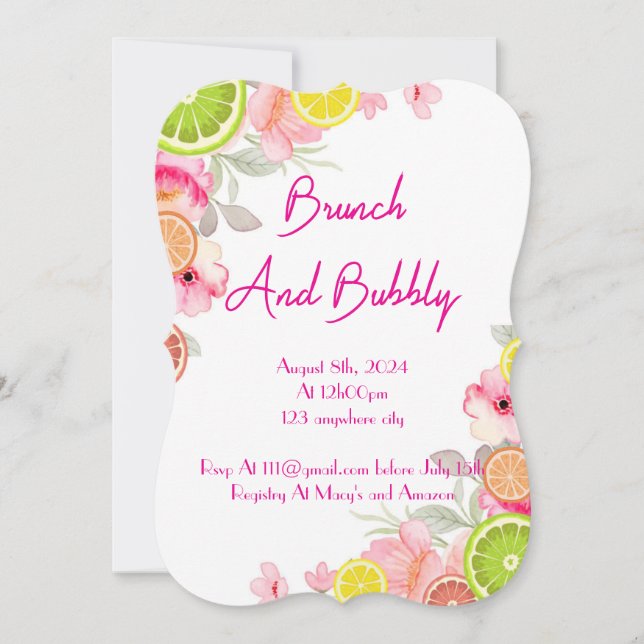 CITRUS BRIDAL SHOWING INVITATION EINLADUNG (Vorderseite)