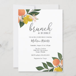 Citrus Brunch und Bubbly Brautparty Einladung