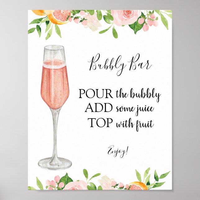 Citrus Bubbly Bar Drink Sign Poster (Vorne)