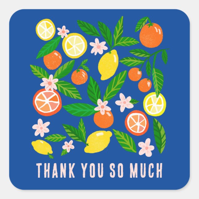 Citrus Celebration Custom BABY SHOWER Vielen Dank Quadratischer Aufkleber (Vorderseite)