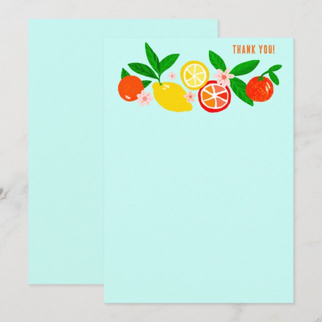 Citrus Celebration Custom Colorful Blank Note Dankeskarte (Vorne/Hinten)