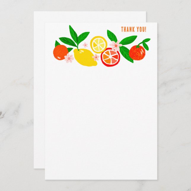 Citrus Celebration Custom Colorful Blank Note Dankeskarte (Vorne/Hinten)