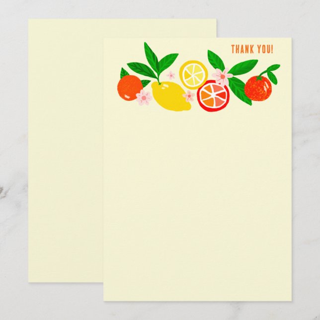 Citrus Celebration Custom Colorful Blank Note Dankeskarte (Vorne/Hinten)
