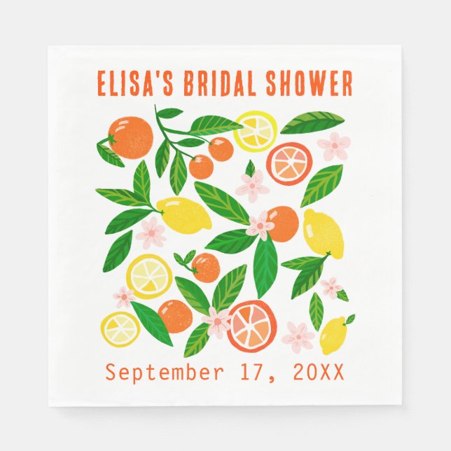 Citrus Celebration Custom Name BRIDAL SHOWER Serviette (Vorderseite)
