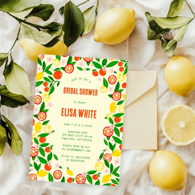 Citrus Celebration CUSTOM Summer BRIDAL SHOWER Einladung (Citrus Celebration CUSTOM Summer Hand-drawn BRIDAL SHOWER Invitation
)