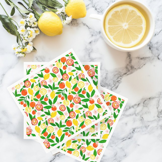 Citrus Celebration Lemons Orangen Baby Dusche Serviette (Citrus Celebration Lemons Oranges Baby Shower Napkins
)