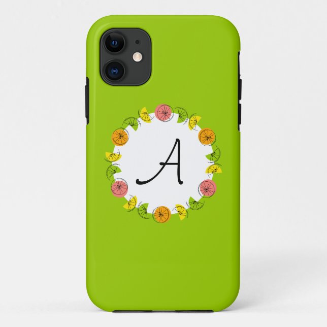 Citrus Circle Green Monogram iPhone Gehäuse Case-Mate iPhone Hülle (Rückseite)