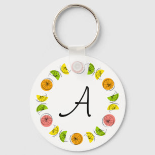 Citrus Circle Monogram aluminium double-sided Schlüsselanhänger