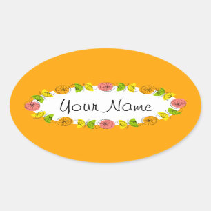 Citrus Circle Orange Name Aufkleber rund