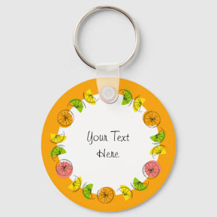 Citrus Circle Orange Text Aluminium doppelseitig Schlüsselanhänger