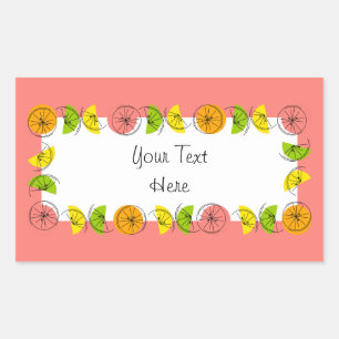 Citrus Circle Pink Name Aufkleber Rechteck