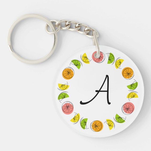 Citrus Circle Porte-clés monogramme double face (Devant)