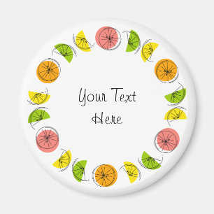 Citrus Circle Text Magnet rund
