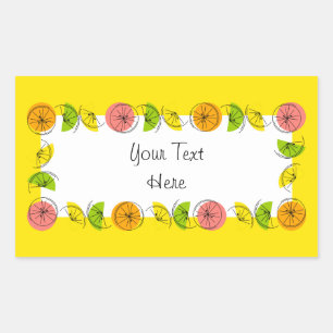 Citrus Circle Yellow Name Aufkleber Rechteck