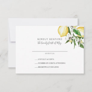 Citrus citron et mariage jaune feuille RSVP
