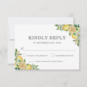 Citrus citron vert fleuri Mariage RSVP Card