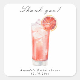 Citrus Cocktail Bridal Shower Quadratischer Aufkleber