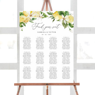 Citrus de citron Floral 12 Tableau Mariage