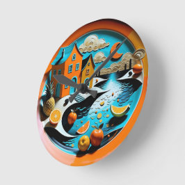 Citrus Dreamscape Runde Wanduhr