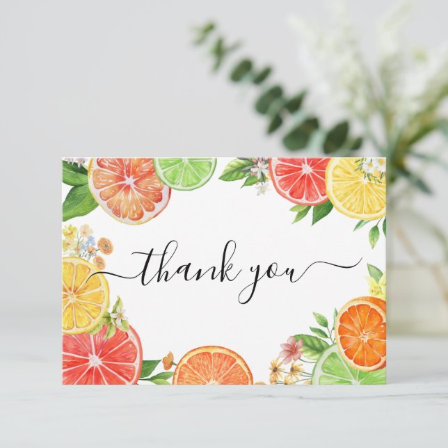 Citrus Eine kleine Süsse Kinderdusche Dankeskarte (Stehend Vorderseite)