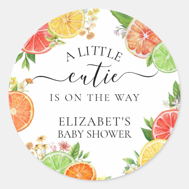 Citrus Eine kleine Süsse Kinderdusche Runder Aufkleber (Vorderseite)