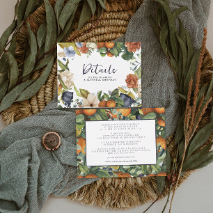 Citrus Floral   Angaben zu botanischen Hochzeitgäs Begleitkarte