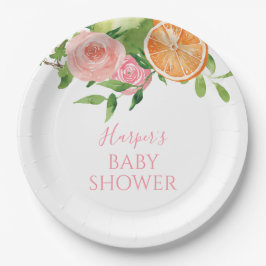 Citrus Floral Baby Dusche Pappteller