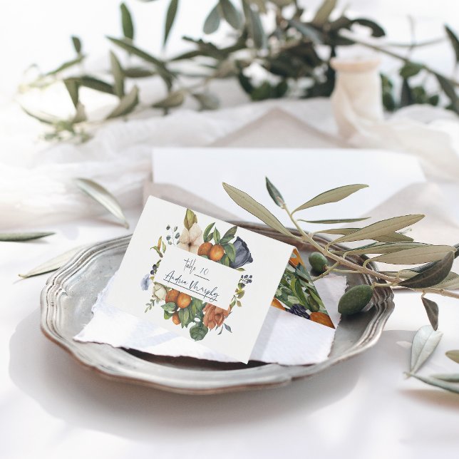 Citrus Floral | Botanische Hochzeitsstiftung Platz Visitenkarten (Von Creator hochgeladen)