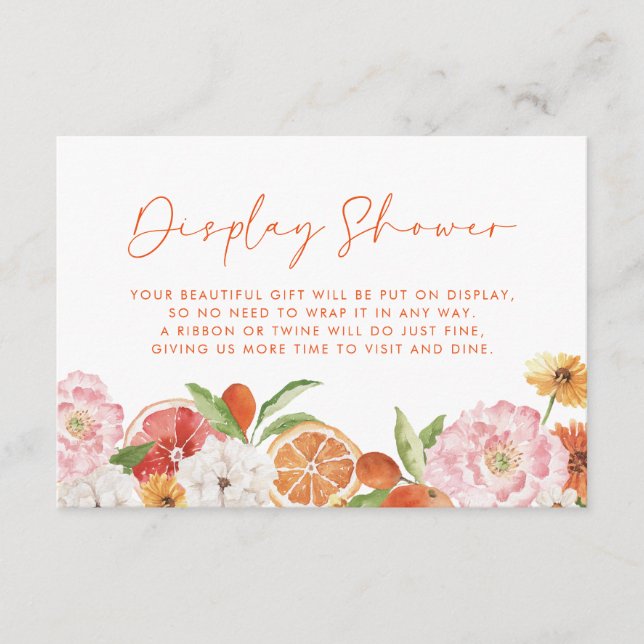 Citrus Floral Brautparty Display Dusche Begleitkarte (Vorderseite)
