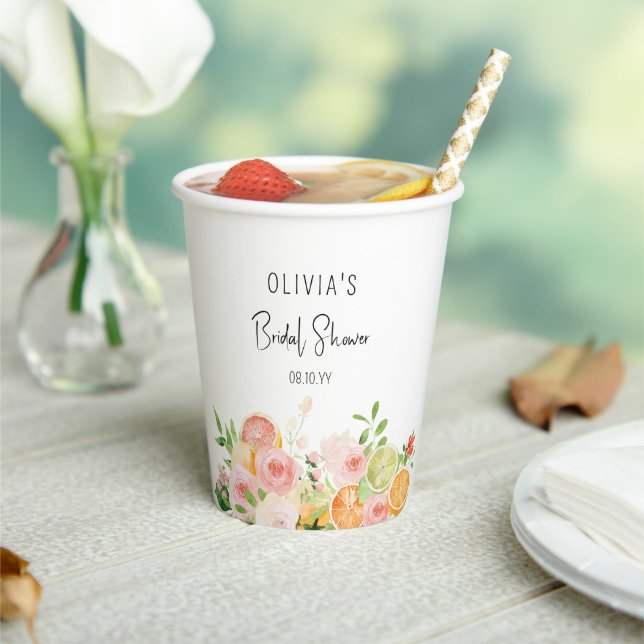 Citrus Floral Brautparty Dusche Pappbecher (In Situ)