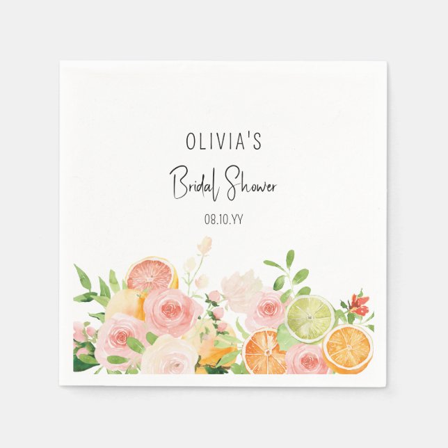 Citrus Floral Brautparty Dusche Serviette (Vorderseite)