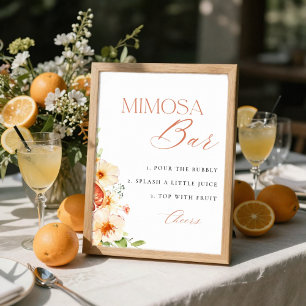 Citrus Floral Brautparty Mimosa Bar Sign Poster