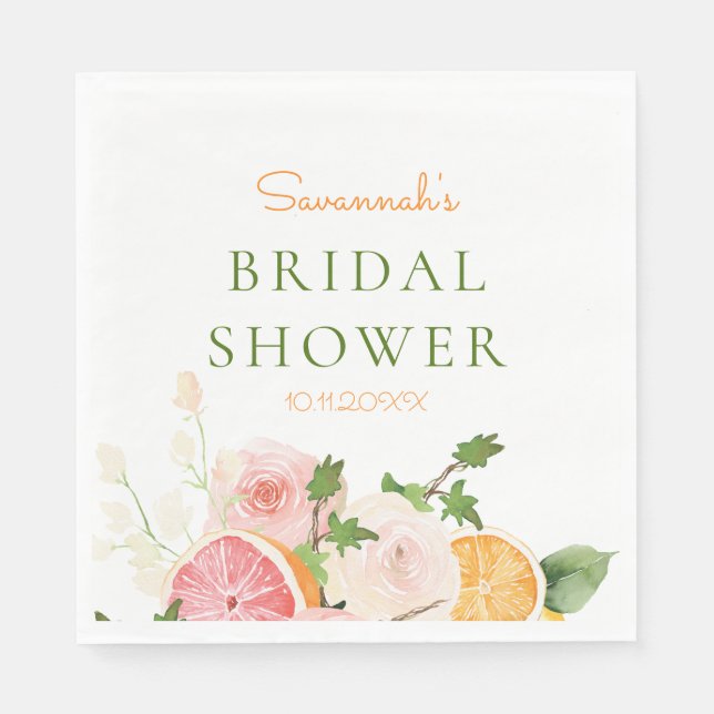 Citrus Floral Brautparty Serviette (Vorderseite)