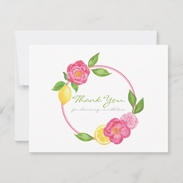 Citrus Floral Citrus Baby shower Merci Note (Devant)