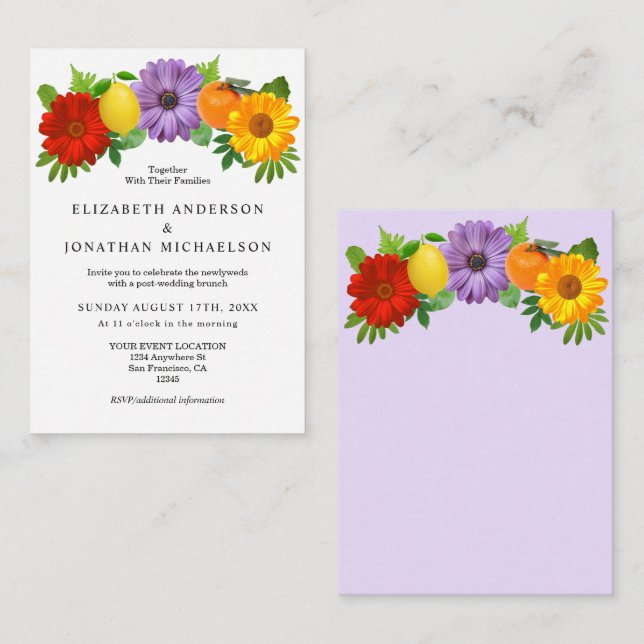 Citrus Floral Garden Post Wedding Begleitkarte (Vorne/Hinten)