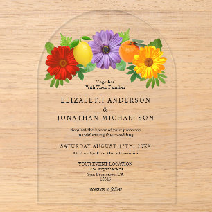 Citrus Floral Garden Wedding Acryleinladungen