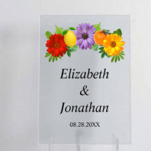Citrus Floral Garden Wedding Acrylschild